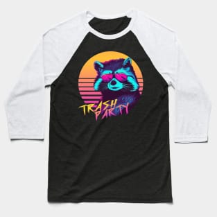 Trash Party - Synthwave Raccoon Baseball T-Shirt